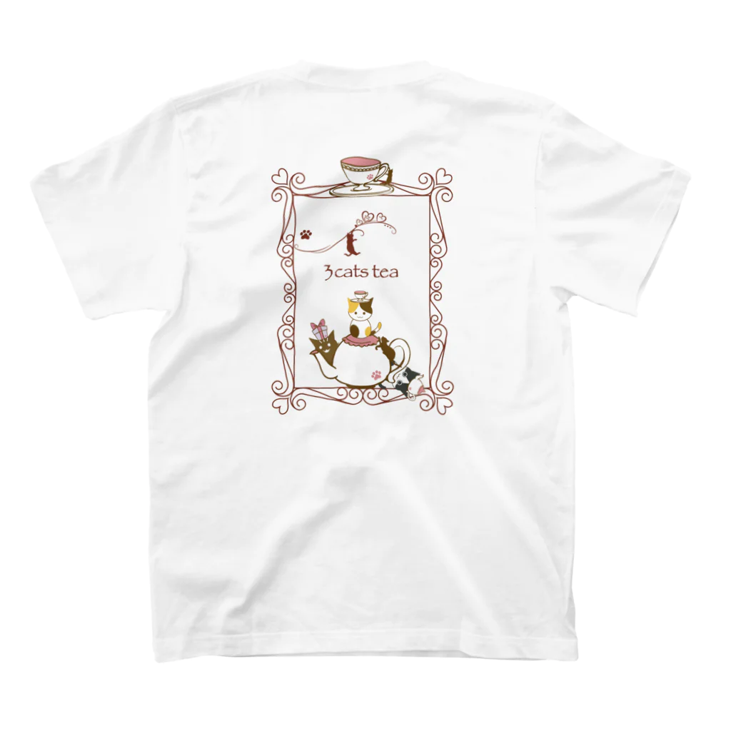 しましまねこ屋の3cats tea（塗りVer.） スタンダードTシャツの裏面