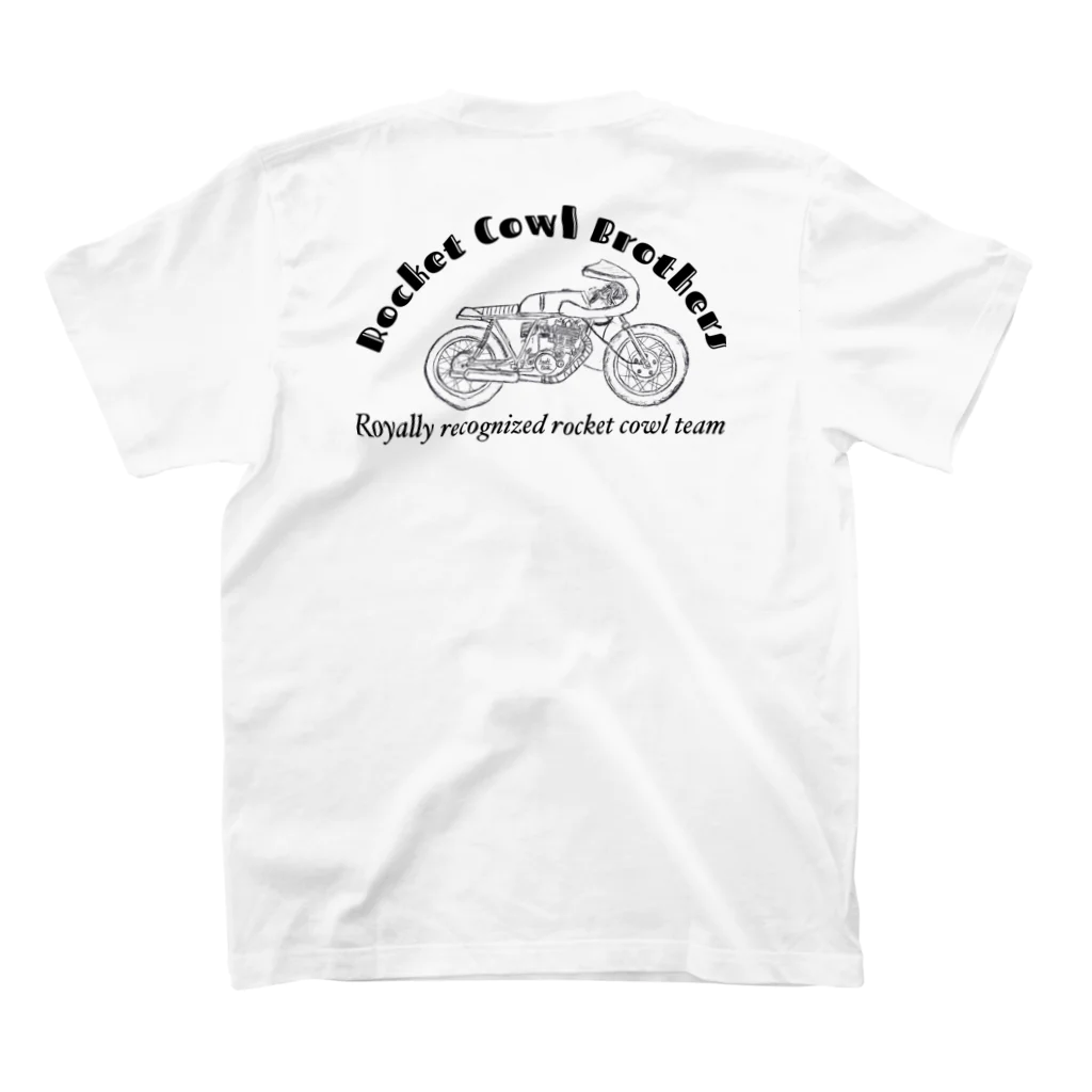 ハチロックモーターサイクルのRocketCowl Brothers. スタンダードTシャツの裏面