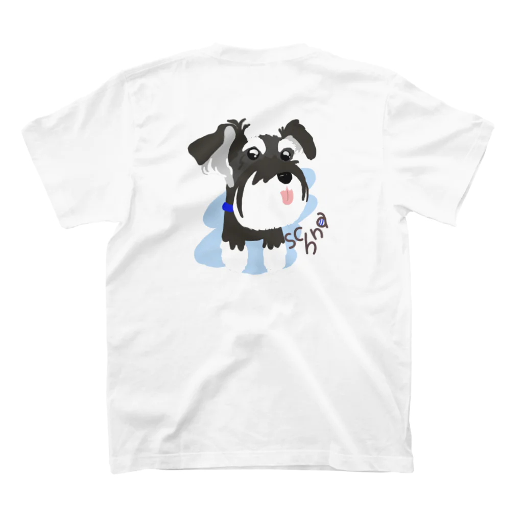 シュナウザーシュナウザーの後ぶらしる笑うシュナ犬 Regular Fit T-Shirtの裏面