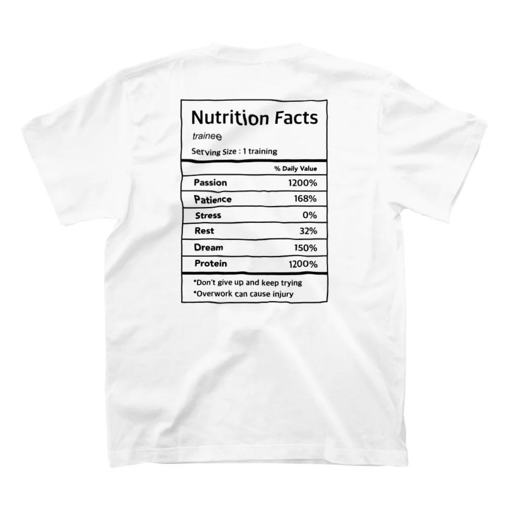 Ignitionのトレーニー栄養成分表（淡色） Regular Fit T-Shirtの裏面