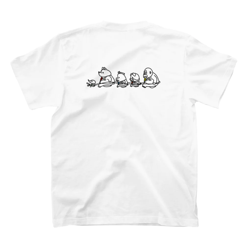 森のkumataroの森のクマタロ 裏も表も電車 スタンダードTシャツの裏面