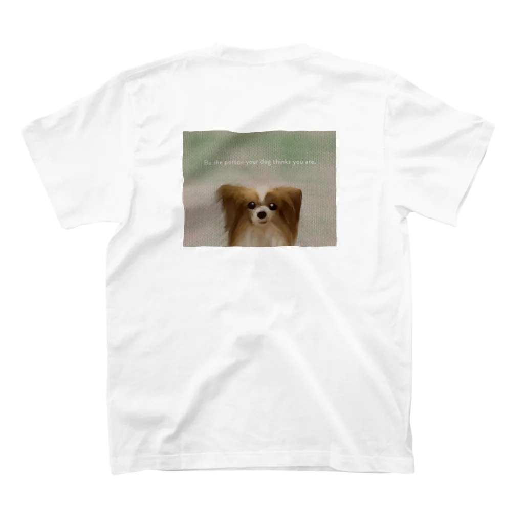 DOG FACEのパピヨン【わんデザイン 2月】 スタンダードTシャツの裏面