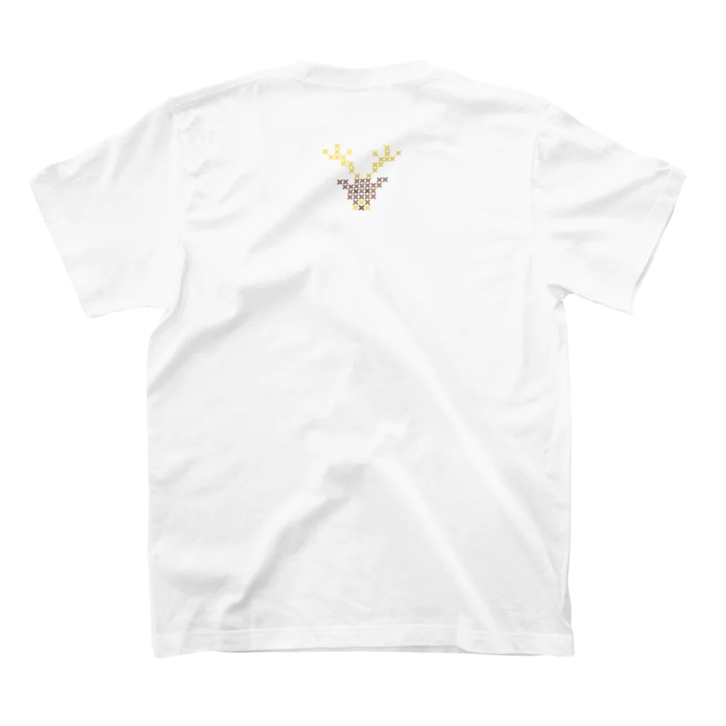 shisoppaの雄鹿-大 Cross-stitch Regular Fit T-Shirtの裏面