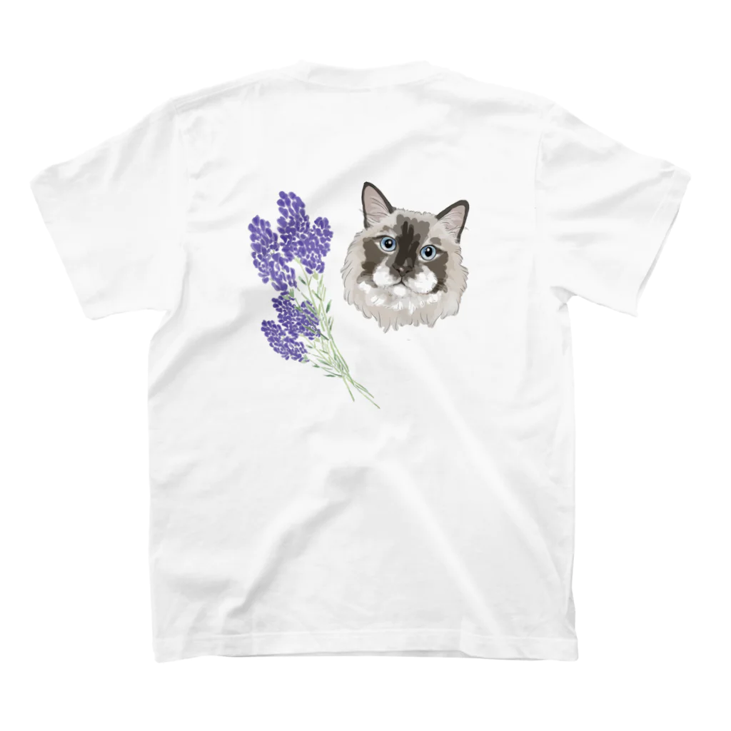 みきぞーん｜保護猫 ミッキー画伯と肉球とおともだちのkojiro mimosa lavender スタンダードTシャツの裏面