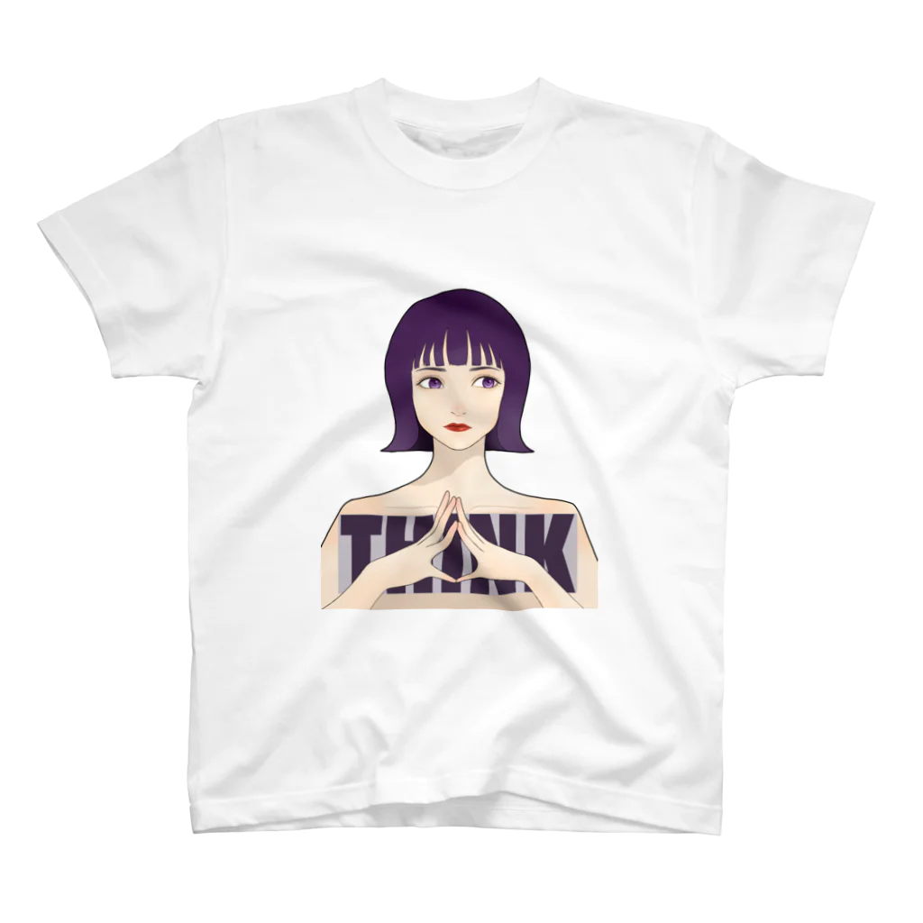 たなつ#指描きの考える女の子 スタンダードTシャツ