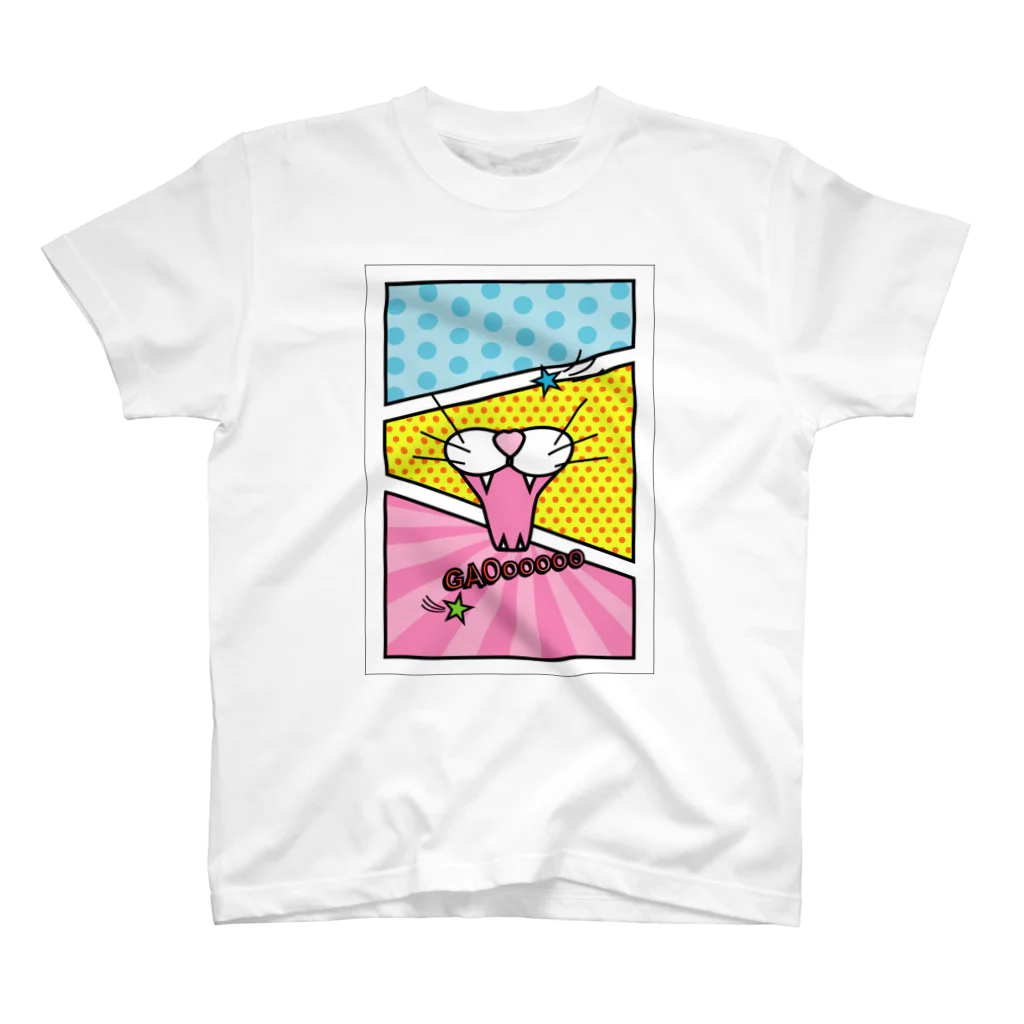 Yuzu-Natsumeのアメコミ風な猫 スタンダードTシャツ