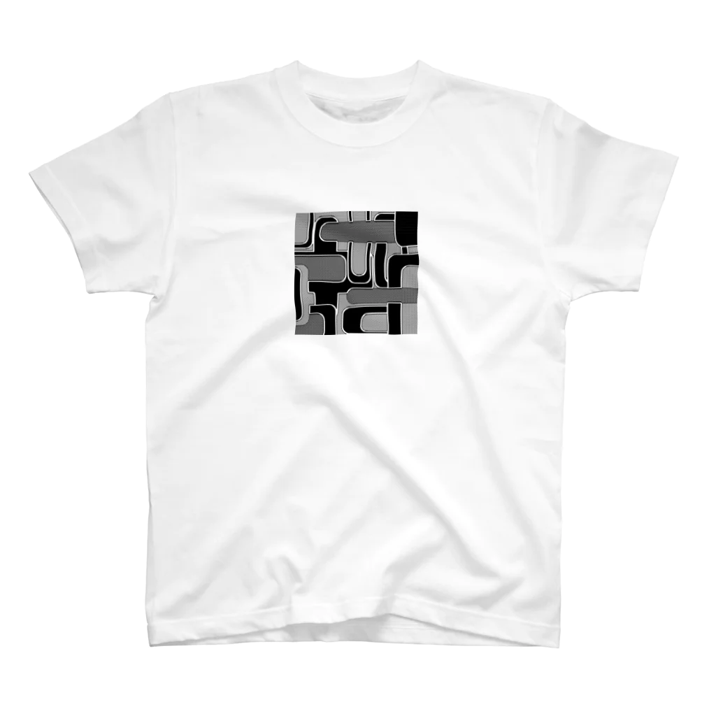 昭和レトロポップ屋さんのモノクロ四角いレトロモダン柄 Regular Fit T-Shirt