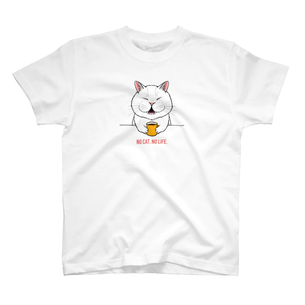 chi-bitのNO CAT, NO LIFE（白猫×コーヒー） スタンダードTシャツ