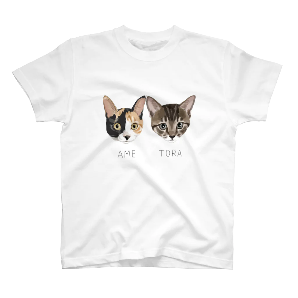 みきぞーん｜保護猫 ミッキー画伯と肉球とおともだちのame & tora スタンダードTシャツ