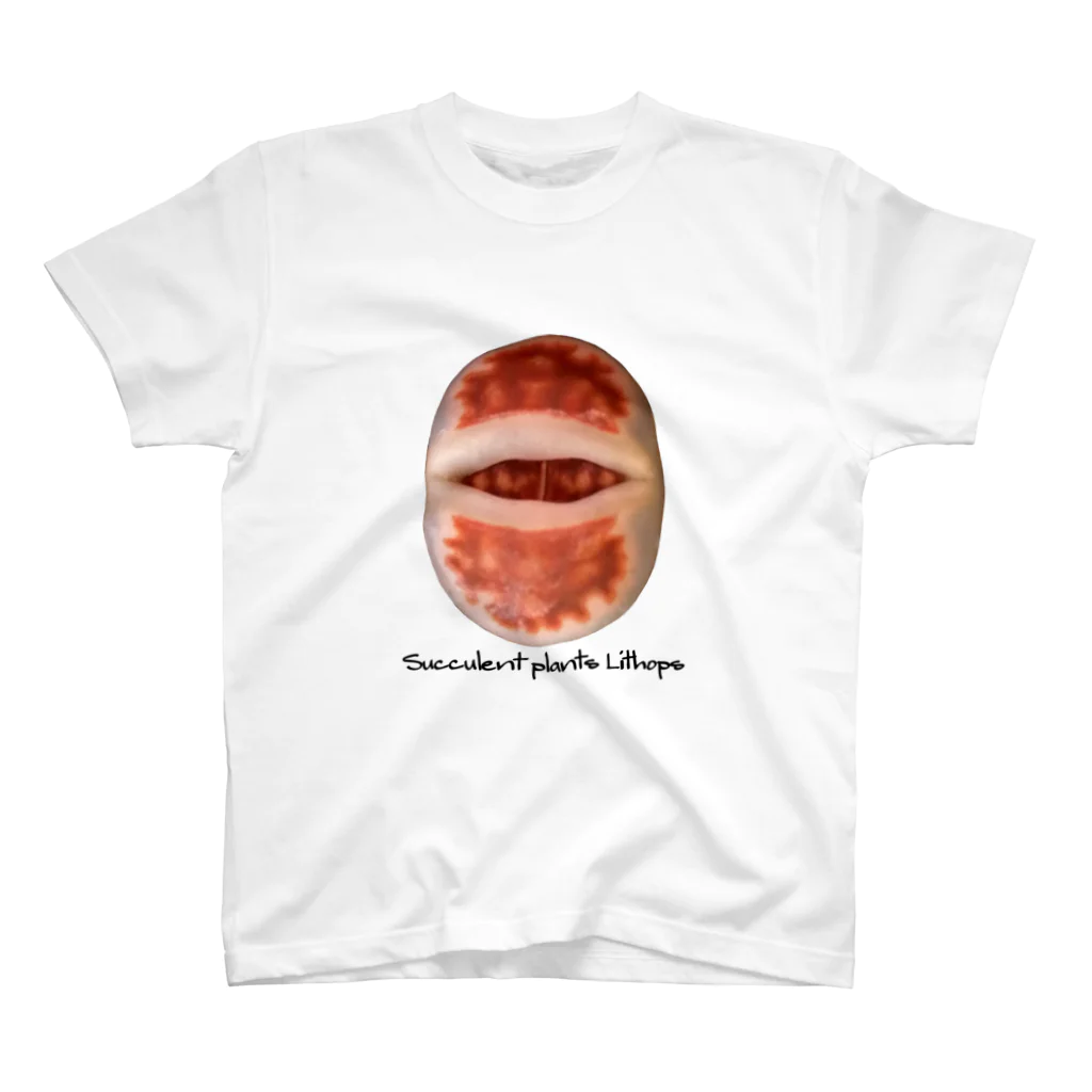 イラストレーターみやもとかずみのオリジナルグッズ通販 ∞ SUZURI（スズリ）の多肉植物 リトープス カラスモンタナ Regular Fit T-Shirt