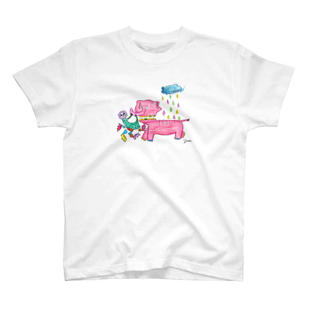 ずーみん in Zuminの雨降りゾウ スタンダードTシャツ