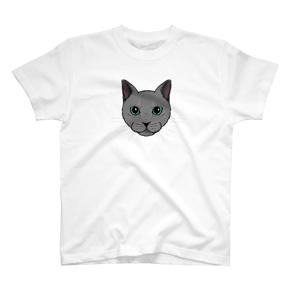 chi-bitの猫の顔（ロシアンブルー） スタンダードTシャツ