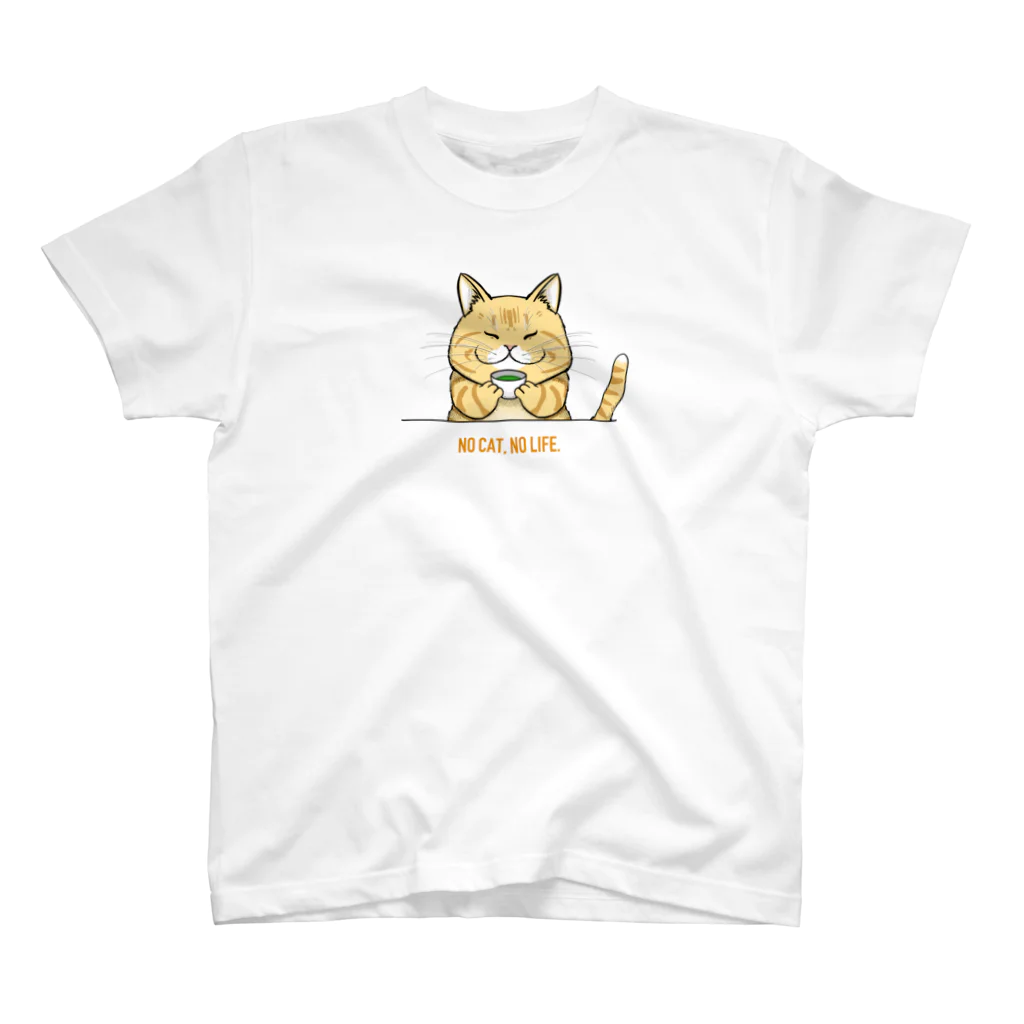 chi-bitのNO CAT, NO LIFE（茶トラ×緑茶） スタンダードTシャツ