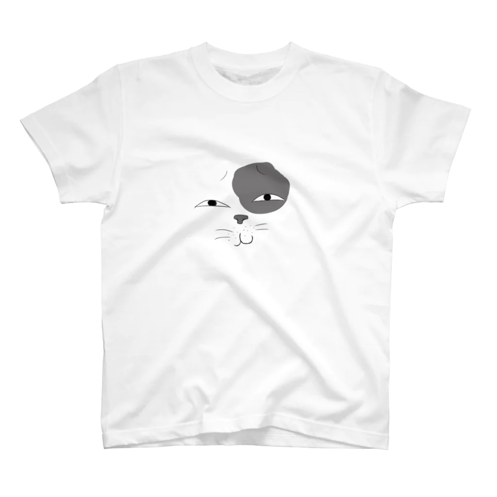 む。のみくだし猫(グレー) スタンダードTシャツ