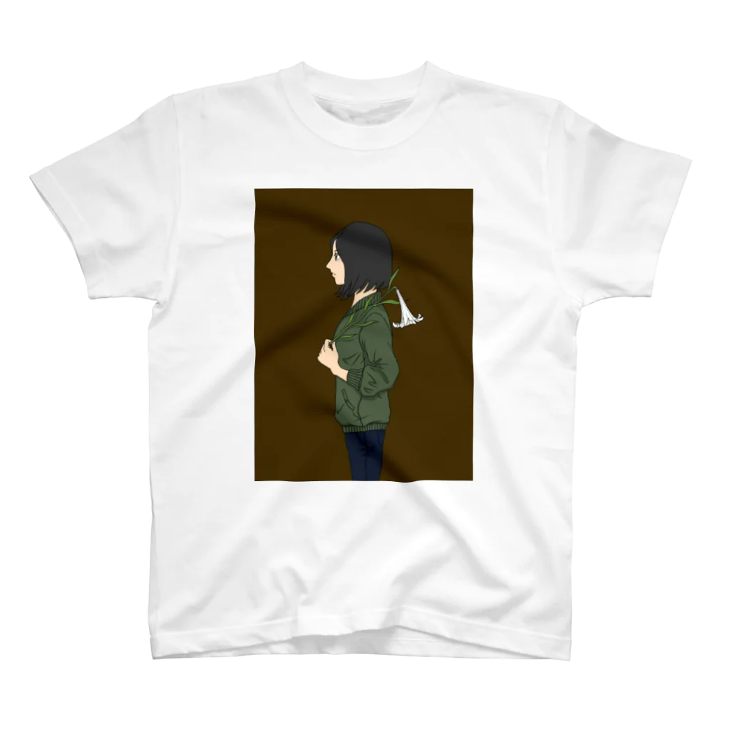 海谷子猫のユリを持つ女 Regular Fit T-Shirt
