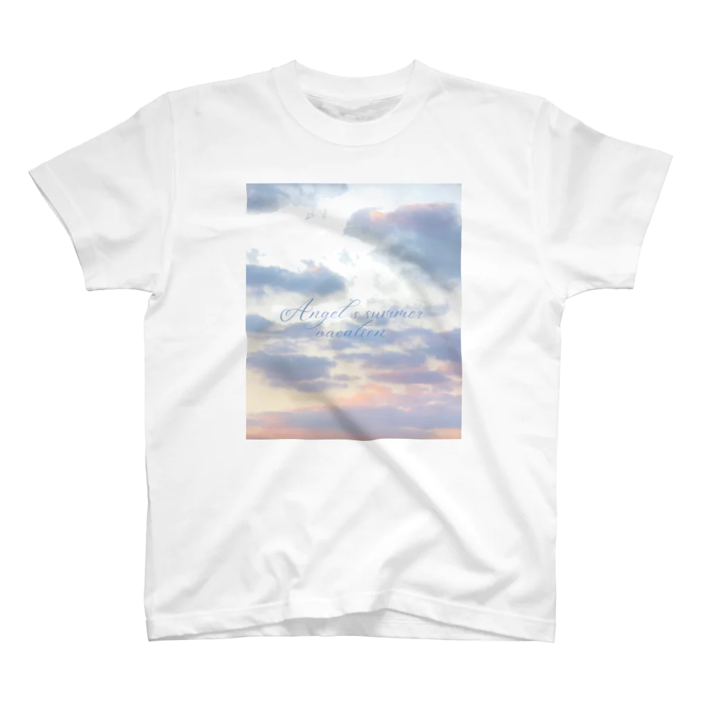 ゆにねこ惑星のପ天使の夏休みଓ夕暮れ旅行(枠なし)(淡) スタンダードTシャツ