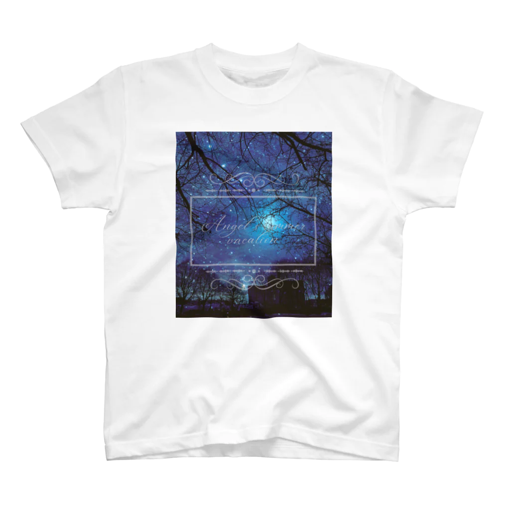 ゆにねこ惑星のପ天使の夏休みଓ夜空旅行(淡) スタンダードTシャツ