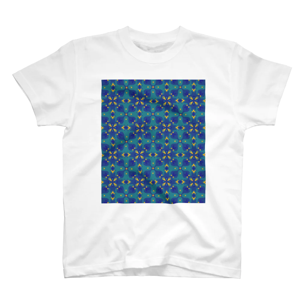 tettetextileのTako tile_blue Regular Fit T-Shirt