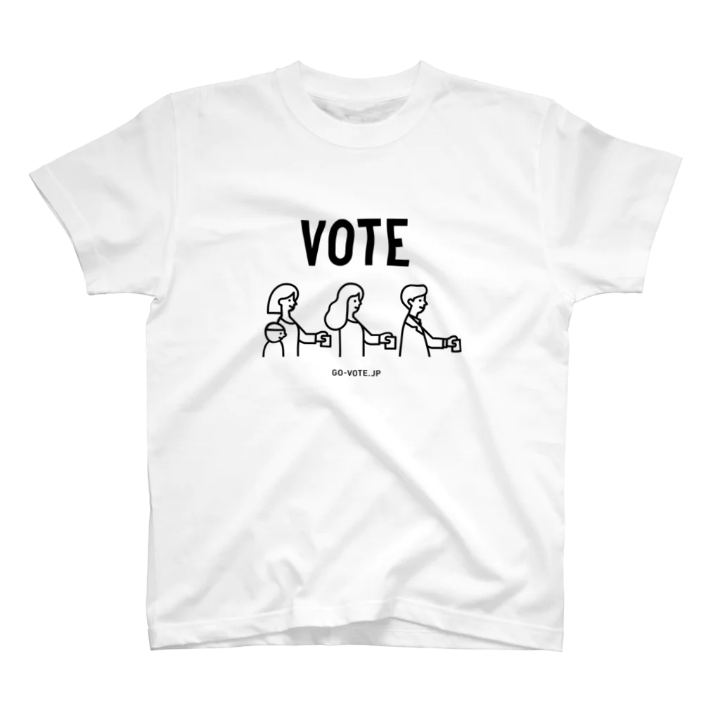 投票所はあっち→プロジェクトのVOTE Tシャツ (シンプル版) スタンダードTシャツ