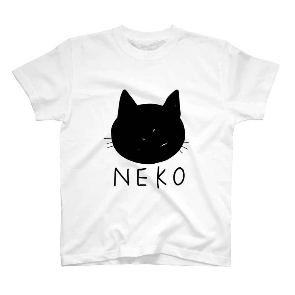 もこもこのNEKO　黒 スタンダードTシャツ