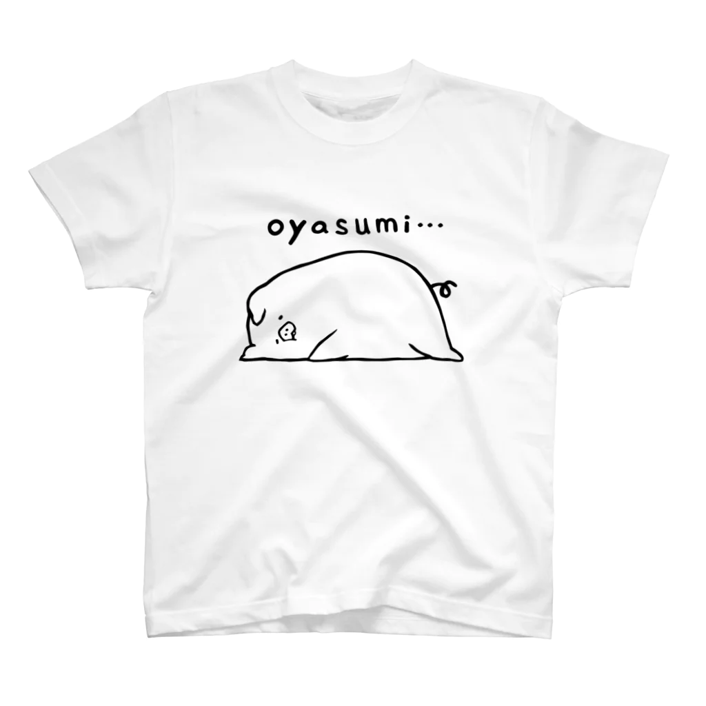 前髪ぱっつん◆SUZURI店の豚、お休み スタンダードTシャツ