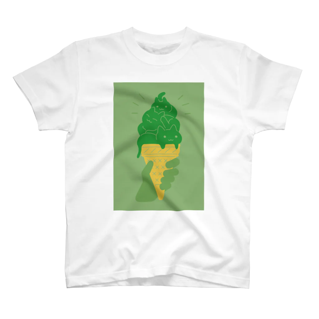 AI作家さむねこの作品集のIce Cat Matcha スタンダードTシャツ