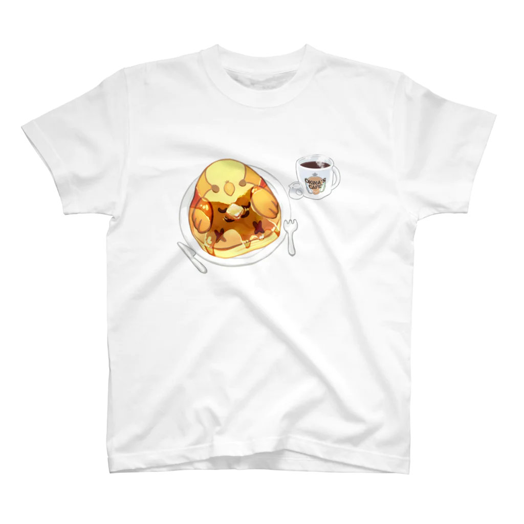 patapata ໒꒱ parakeetのオキナインコカフェ　パンケーキ スタンダードTシャツ