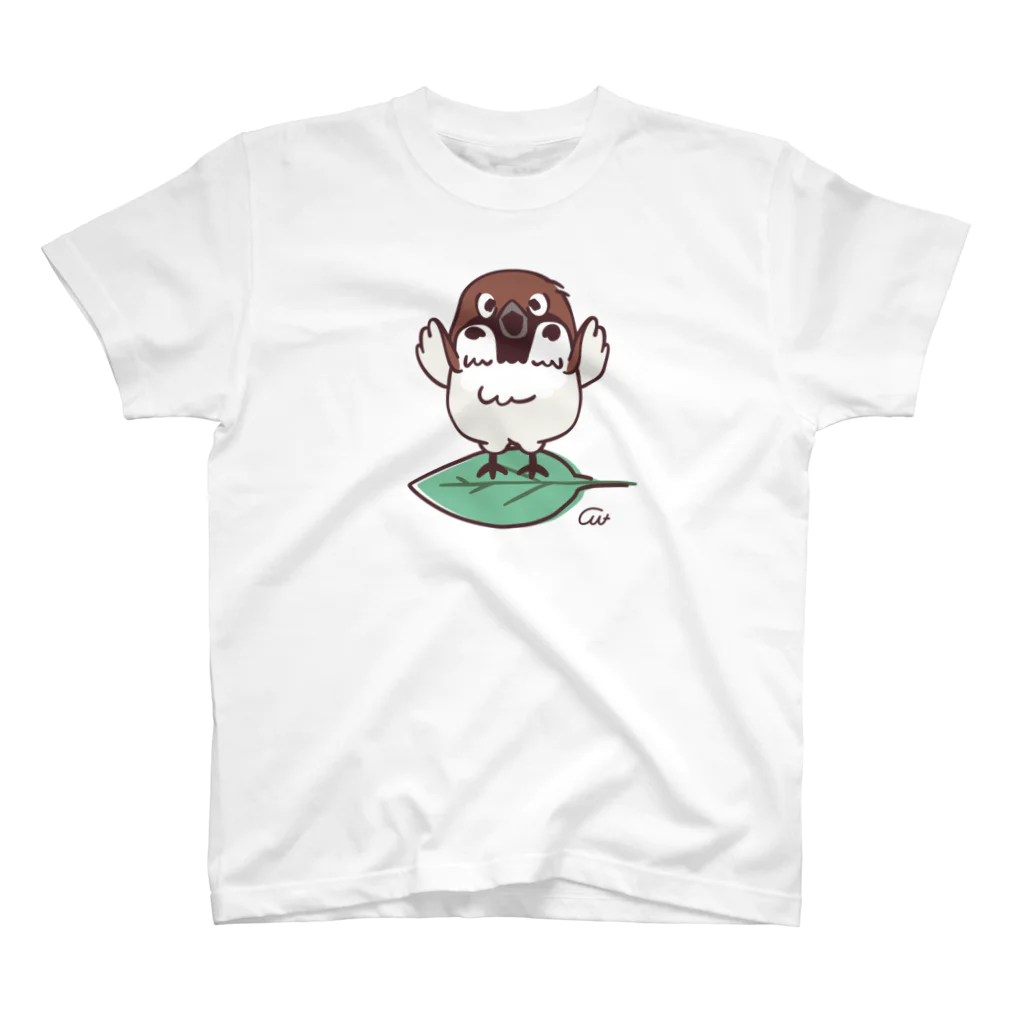 イラスト MONYAAT のL*スズメがちゅん　体操ちゅん_02 スタンダードTシャツ