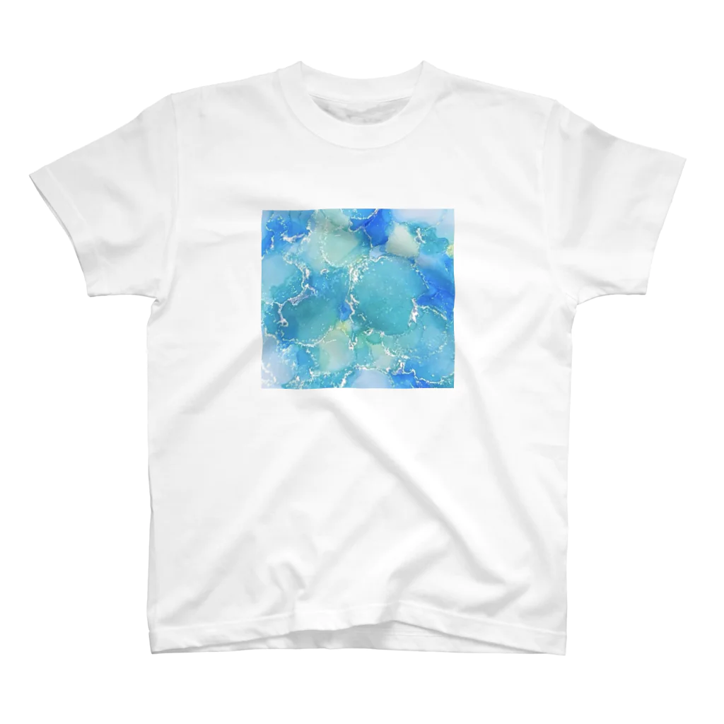 葉月あさこ(風椋)＠癒しの書【公式】のインクアート ブルー系 スタンダードTシャツ