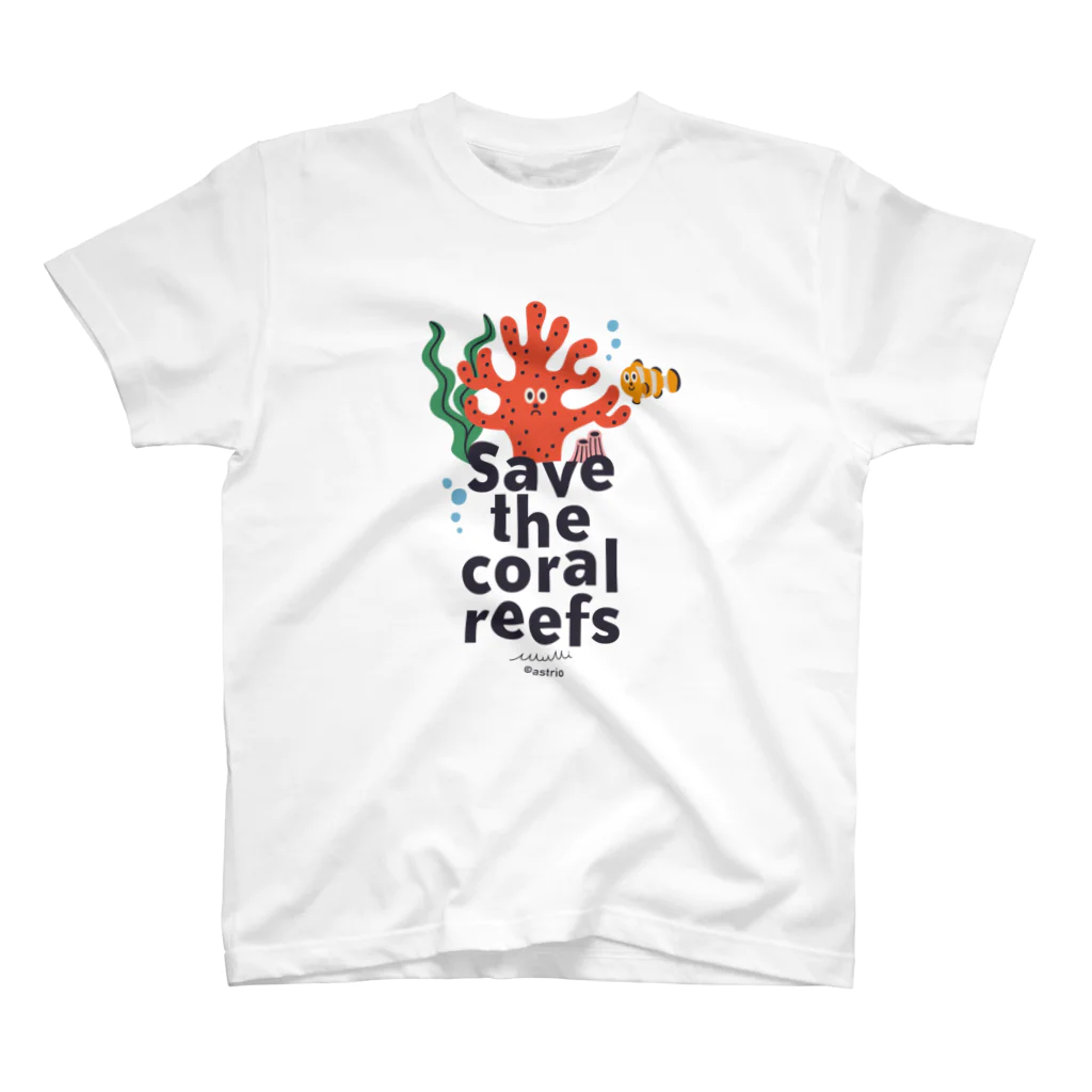 Astrio SUZURI店のSAVE the Coral Reefsサンゴを守ろう Regular Fit T-Shirt