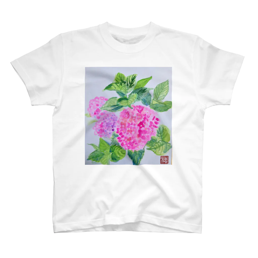 MYO ART の紫陽花ピンク スタンダードTシャツ