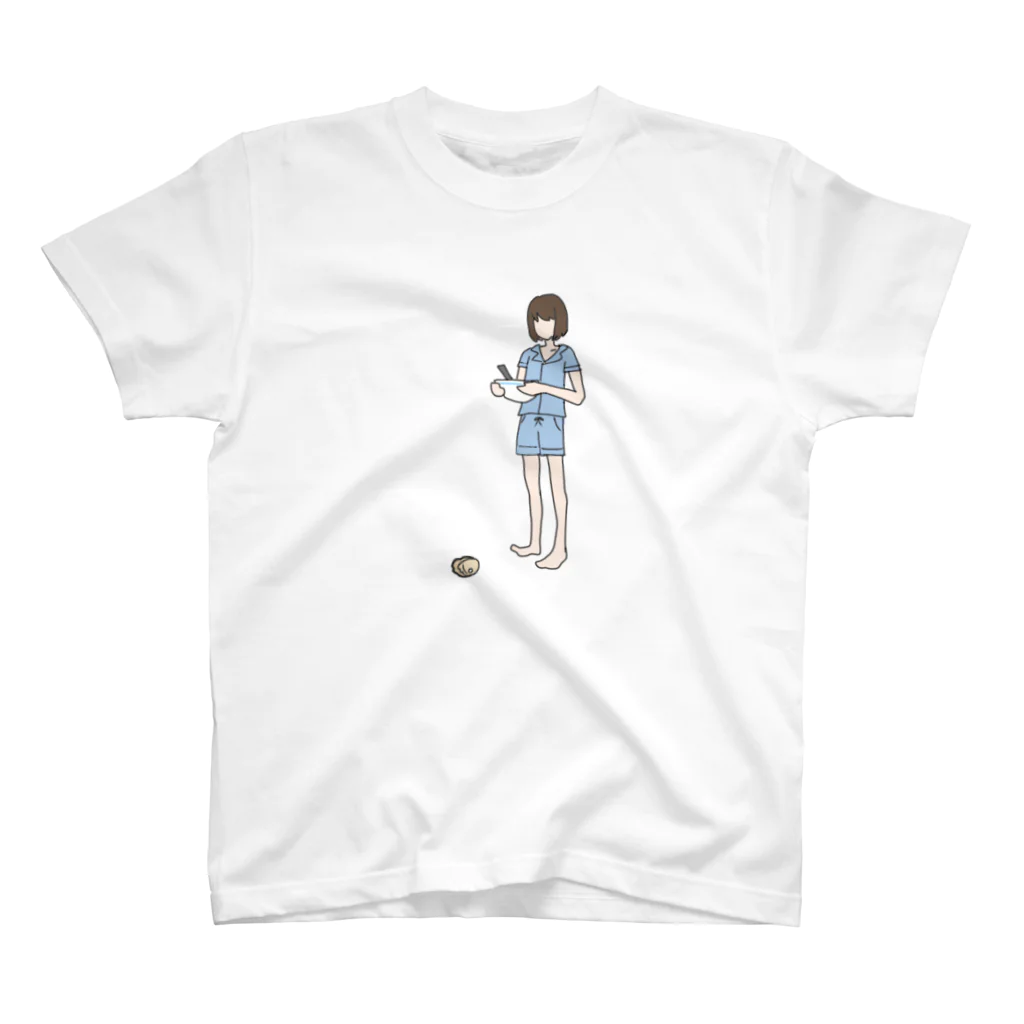 みやたの落ちたカキ食べられないの -blue- Regular Fit T-Shirt