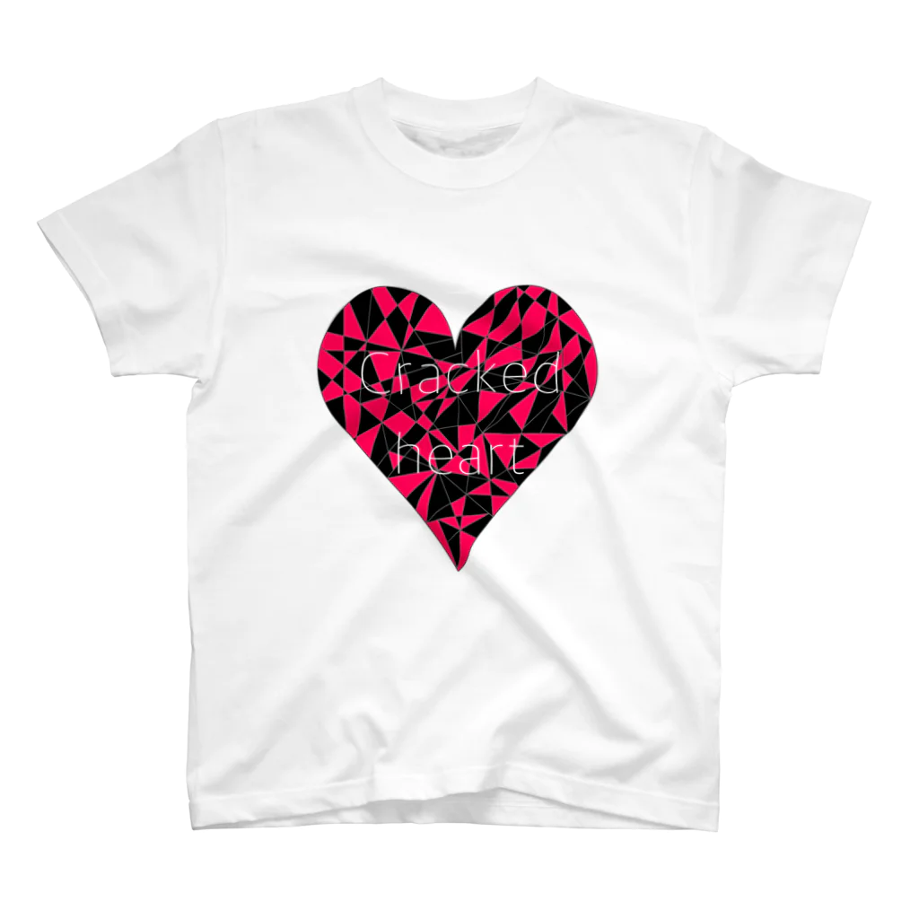 夢見ゆらの架空屋さんのCracked heart/PINK Regular Fit T-Shirt