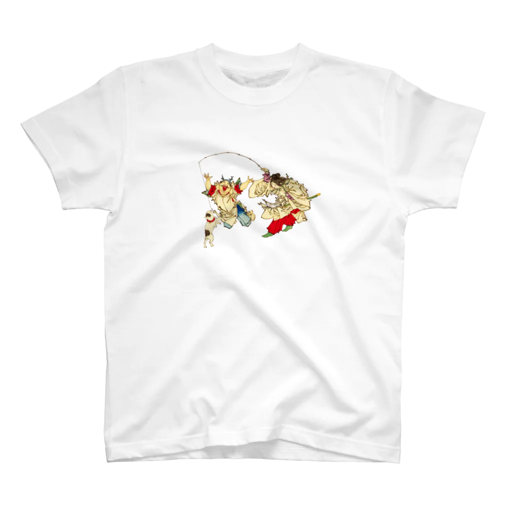 猫の浮世絵・草紙の猫と遊ぶ神功皇后と恵比寿天 スタンダードTシャツ