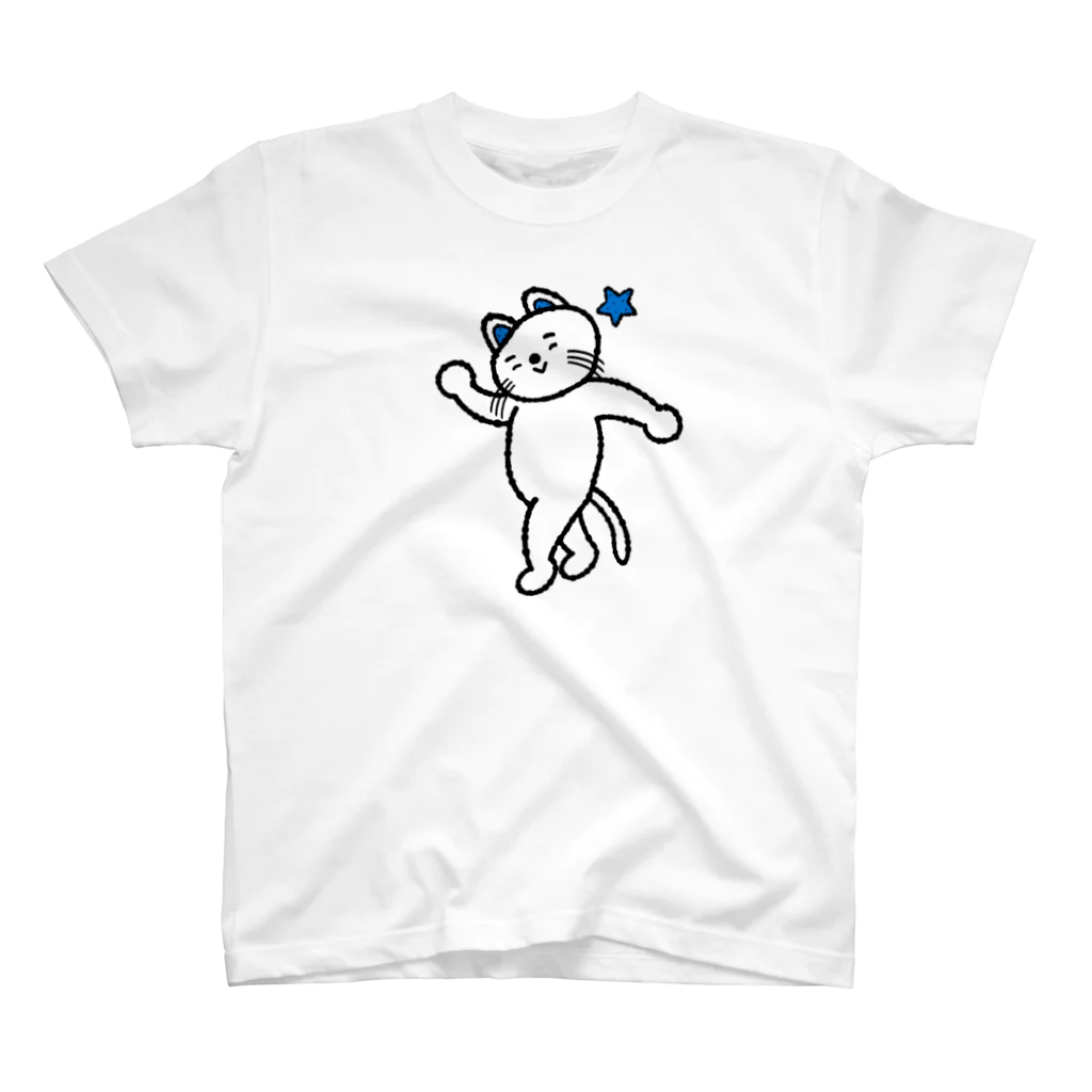 ささきせんの猫ちゃん青ドット スタンダードTシャツ