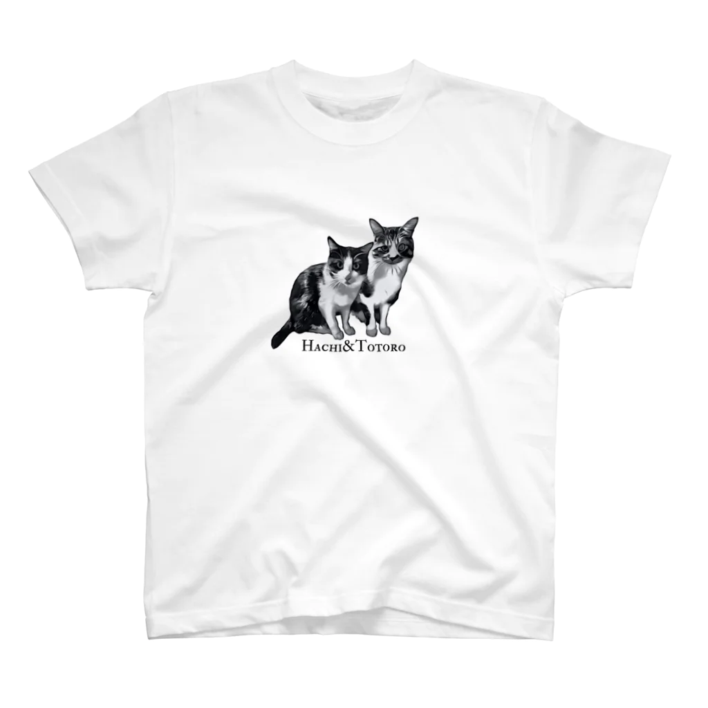 みならい屋の猫&猫（Hachi&Totoro） スタンダードTシャツ