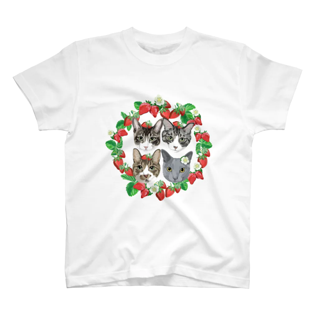 みきぞーん｜保護猫 ミッキー画伯と肉球とおともだちのmoo & chah & guri & ari ichigo Regular Fit T-Shirt