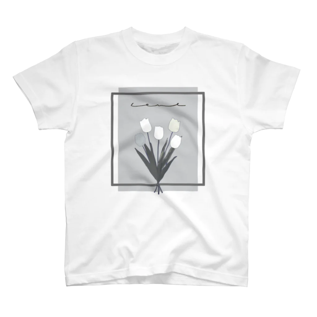 rilybiiのgrayish color × white × charcoal ×  tulip bouquet スタンダードTシャツ