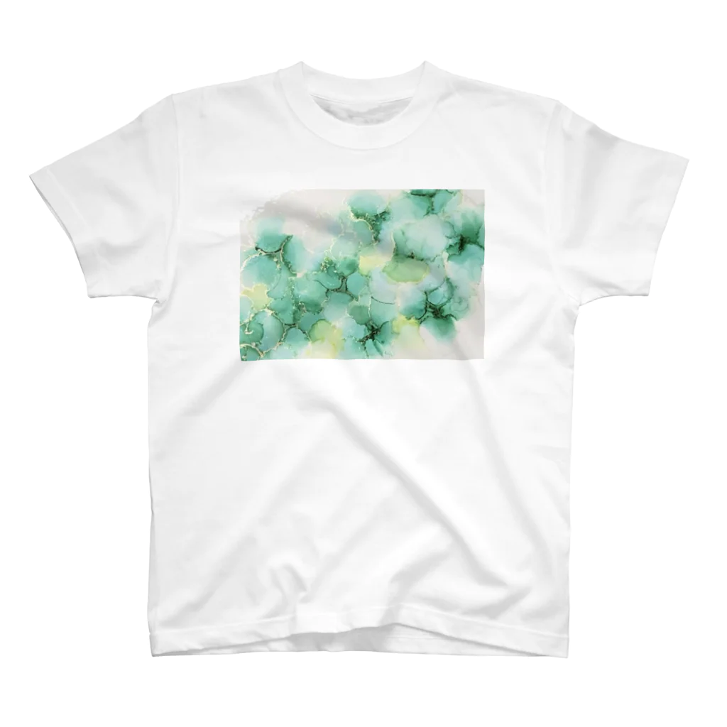 葉月あさこ(風椋)＠癒しの書【公式】のインクアート 緑の花 スタンダードTシャツ