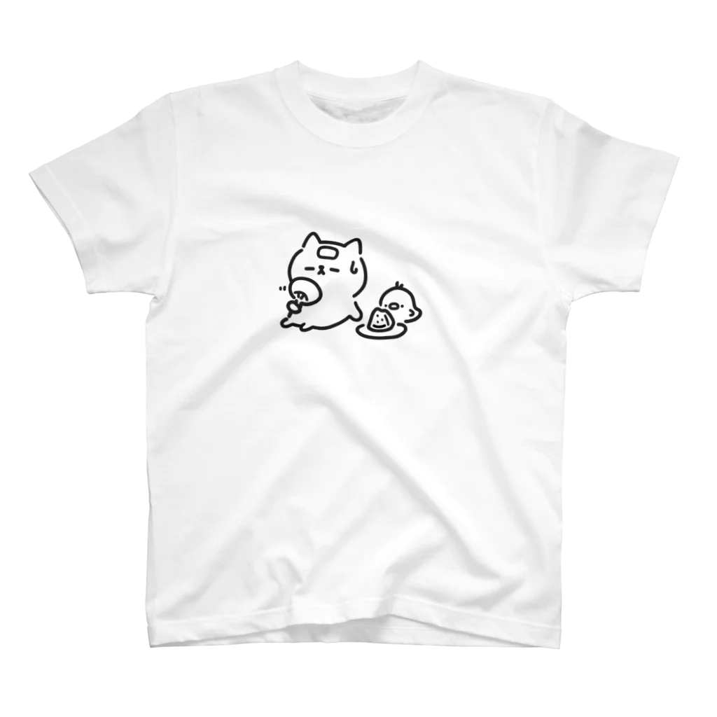 たおずんのイラストの猫とヒヨコの夏。 スタンダードTシャツ