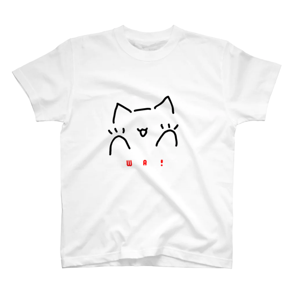 白狐(ｼﾛｷﾞﾂﾈ)/ばくぜんいきもののばくぜんねこ　わ！ スタンダードTシャツ