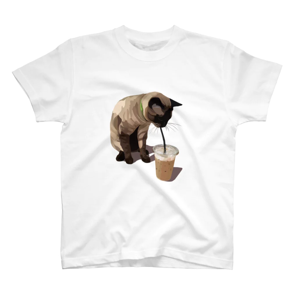 UETANBOのシャム猫のカフェタイム スタンダードTシャツ