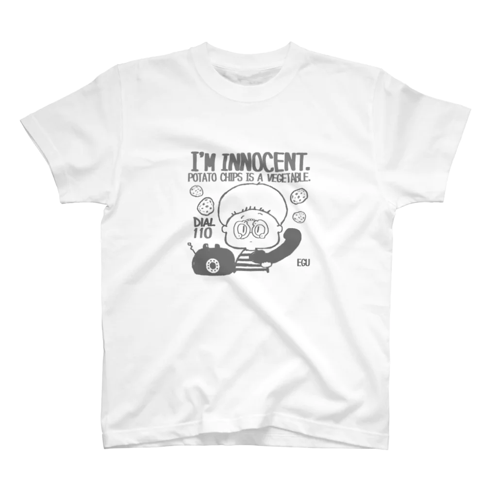 egu shopのinnocent chips モノクロ スタンダードTシャツ