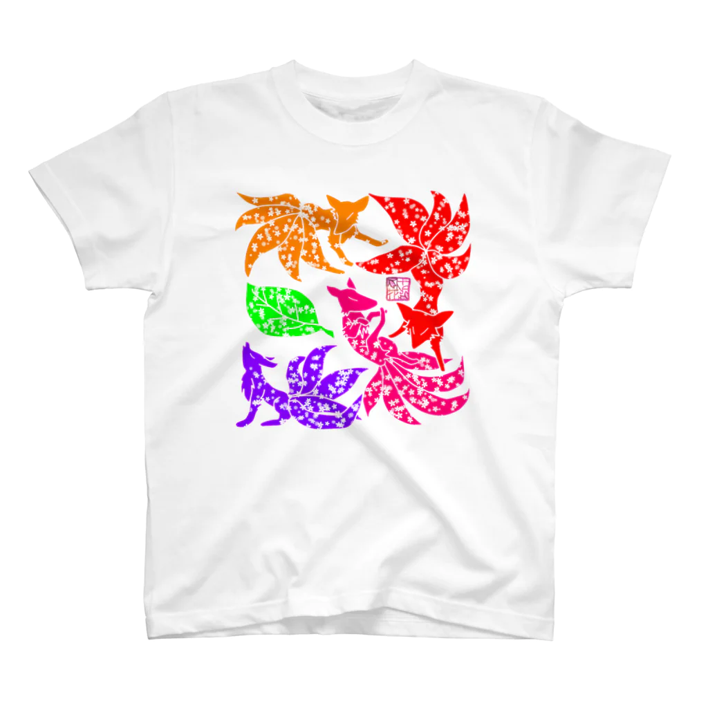 ❀花狐庵❀-HanaKoAn-の「百歳」Series * Fox!!Fox!!Fox!!"KonZukushi"haru Regular Fit T-Shirt