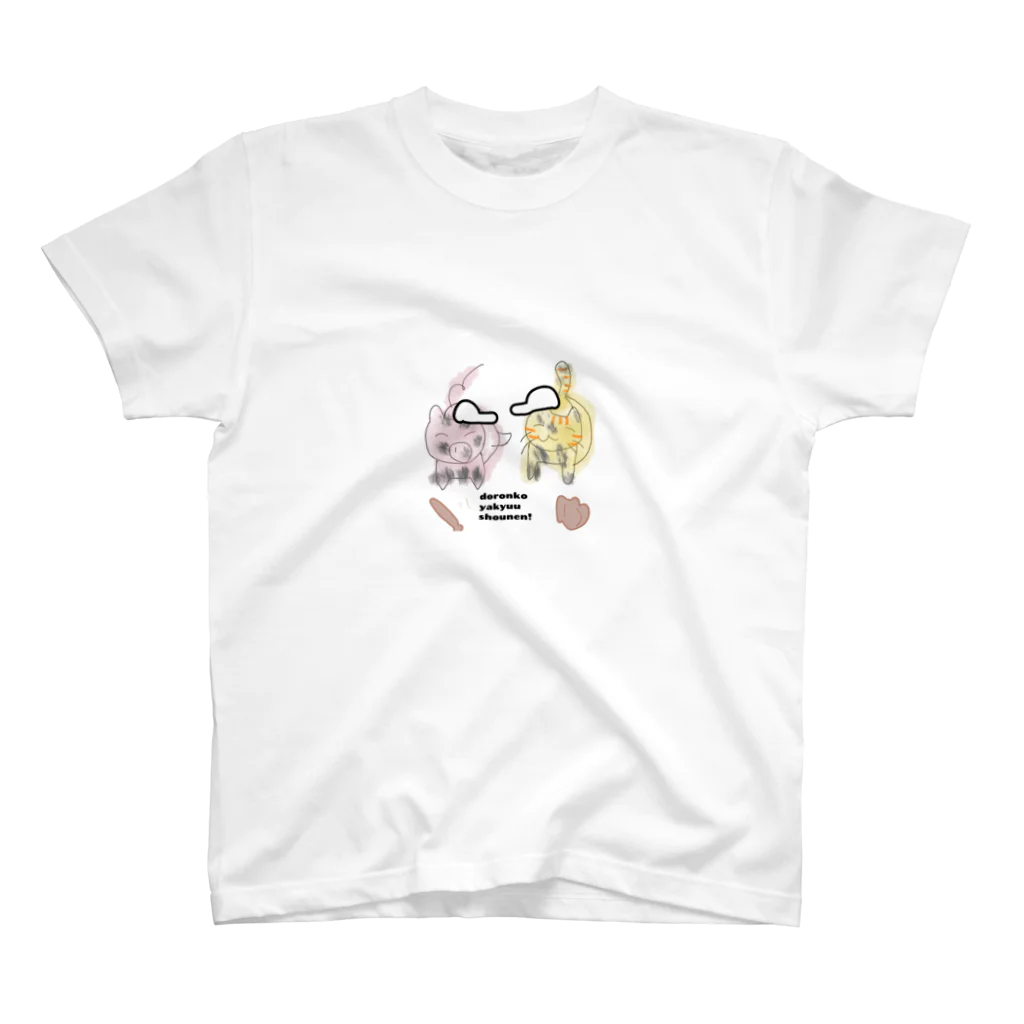 にゃんすけのぬか漬け屋さんのどろんこ野球少年 Regular Fit T-Shirt