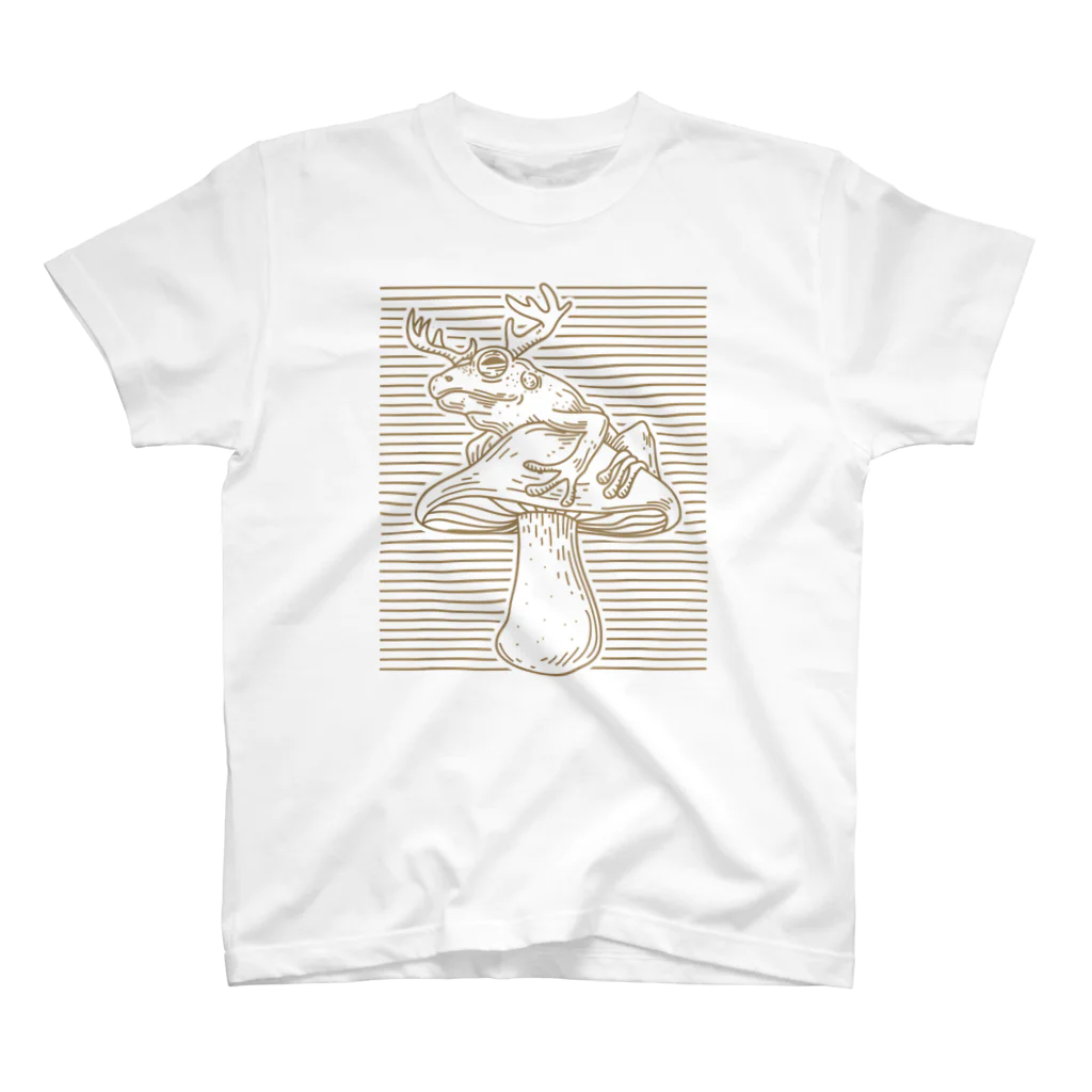 MitsubaPrintsのCottagecore Aesthetic Mushroom Antlers Toad Mycology MorelTシャツ スタンダードTシャツ