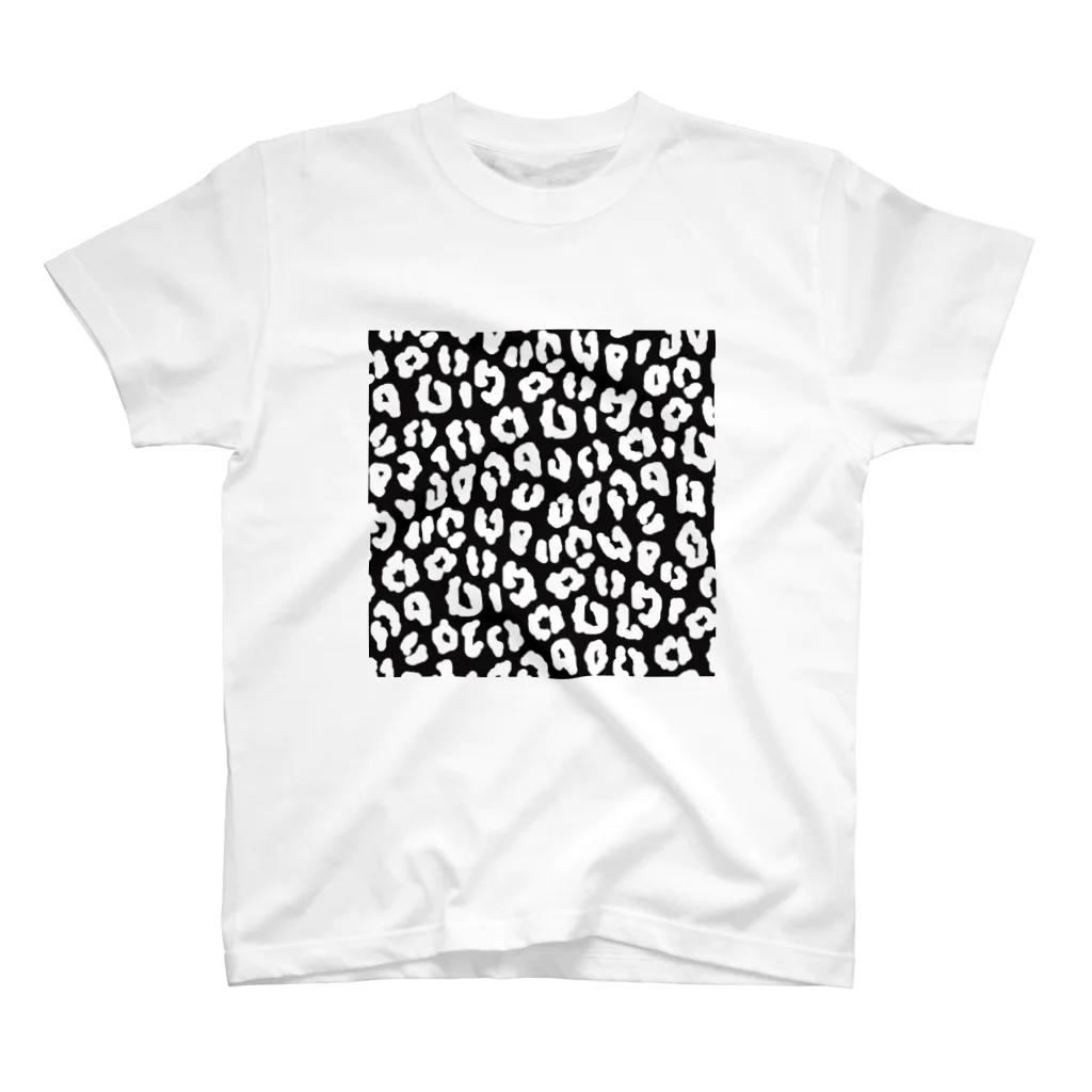 lg_hのモノトーンヒョウ柄（黒地×白） スタンダードTシャツ