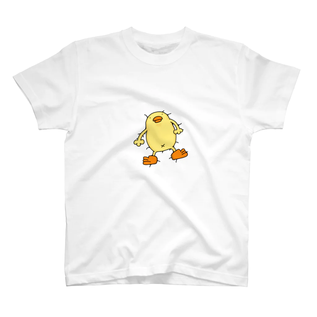 ぴょろりんちょ🐤のぴよがクッションの上で寝てる スタンダードTシャツ