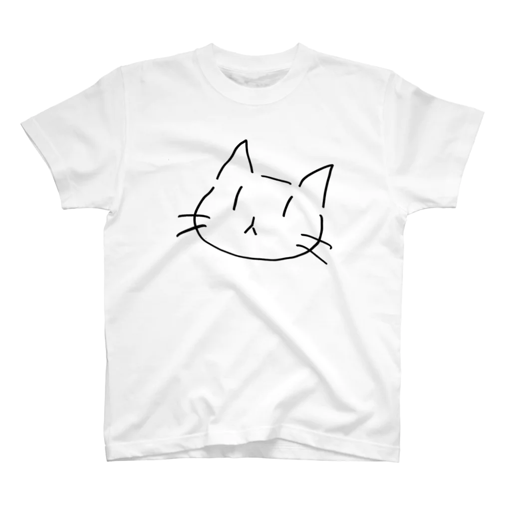 なんだこれTシャツとトーバッグのNEKO（ねこ・顔のみ・白猫） スタンダードTシャツ