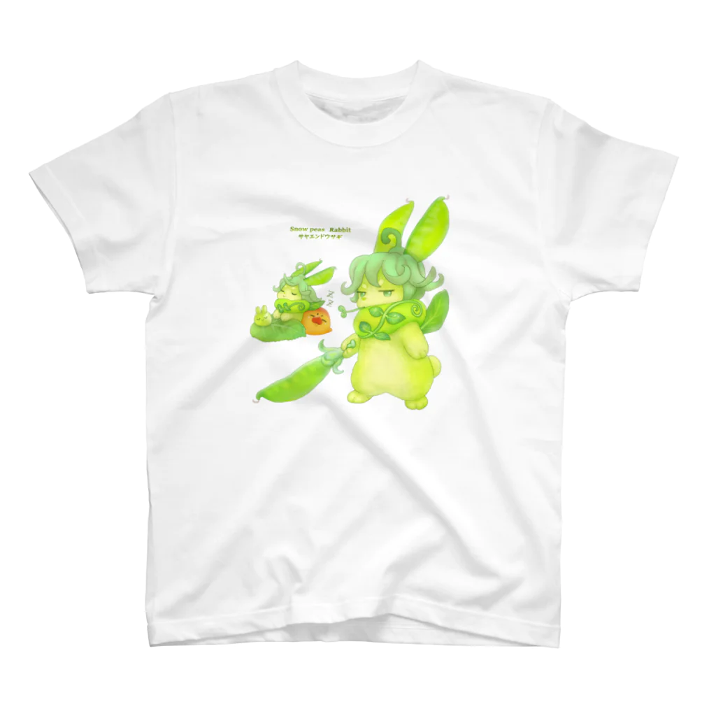 おやさい妖精さんの お店🌱のサヤエンドウサギ スタンダードTシャツ